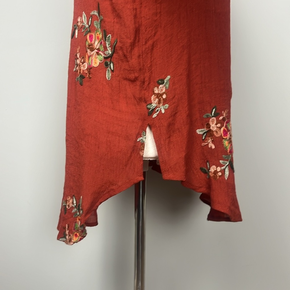 Fig & Flower Rust Floral Embroidered Blouse / SZ L - Picture 5 of 12